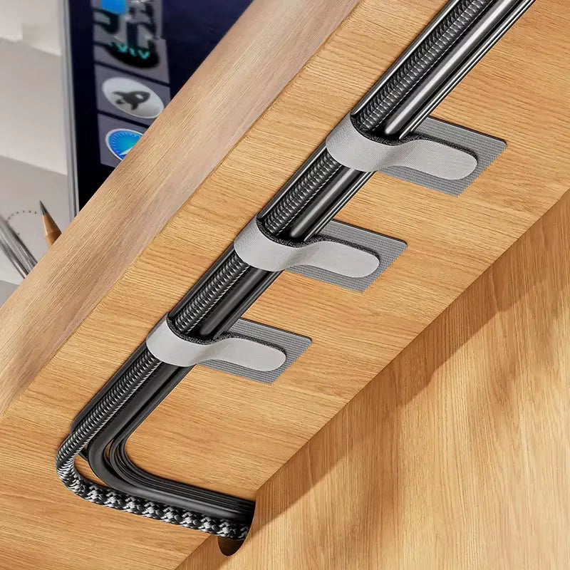 Adjustable Self-Adhesive Reusable Cable Ties for Cord Management and Organization