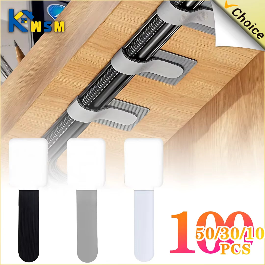 Adjustable Self-Adhesive Reusable Cable Ties for Cord Management and Organization