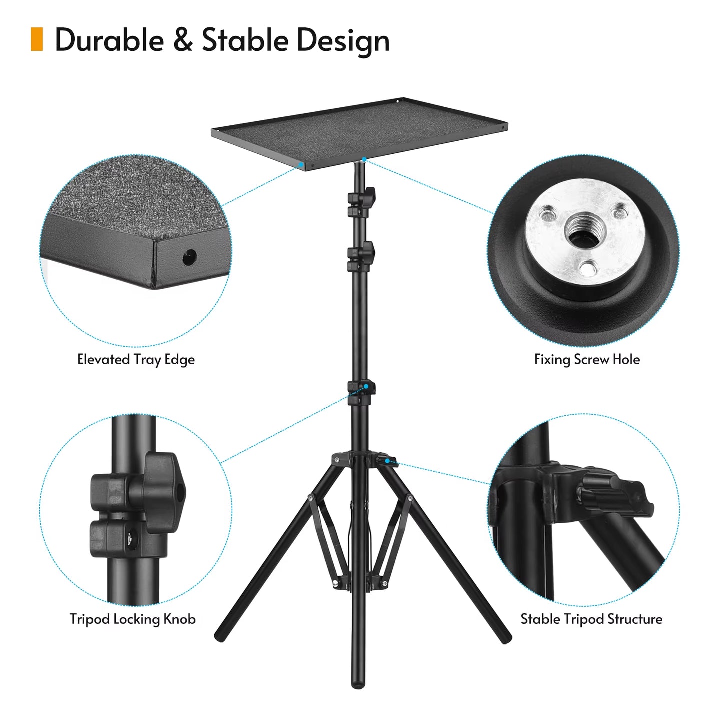 Universal Laptop Projector Tripod Stand Holder Aluminum Alloy Computer Projector Floor Stand 41-135Cm/ 16-53In Ajudtable Height