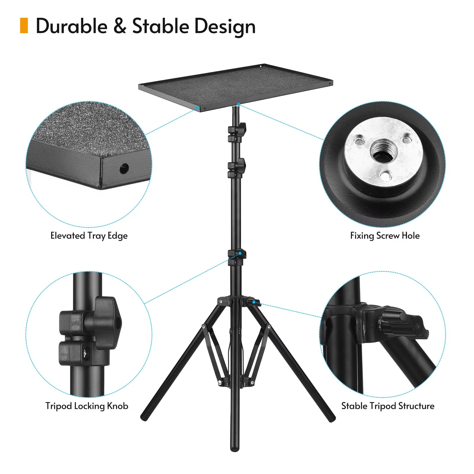 Universal Laptop Projector Tripod Stand Holder Aluminum Alloy Computer Projector Floor Stand 41-135Cm/ 16-53In Ajudtable Height