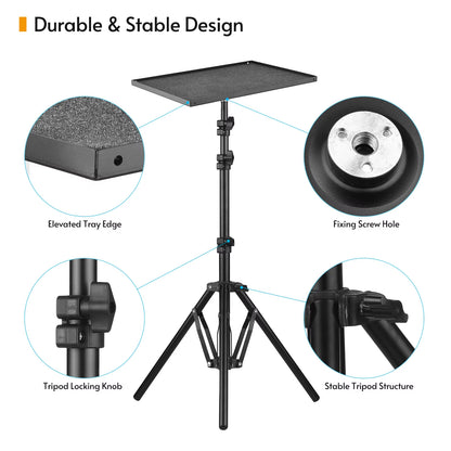 Universal Laptop Projector Tripod Stand Holder Aluminum Alloy Computer Projector Floor Stand 41-135Cm/ 16-53In Ajudtable Height