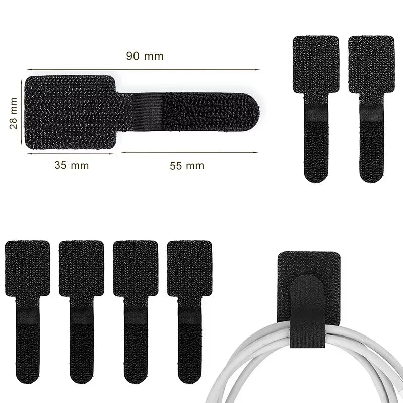 Adjustable Self-Adhesive Reusable Cable Ties for Cord Management and Organization