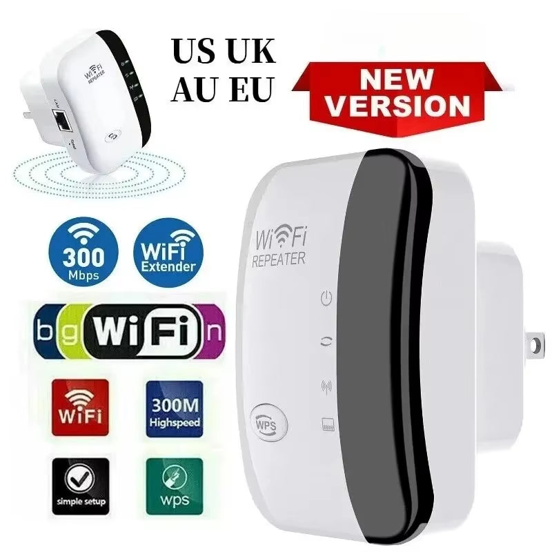 Wifi Repeater Wireless Signal Amplifier Extended Network Enhancer EU US Home Router 300M through the Wall Bedroom Receive Moving