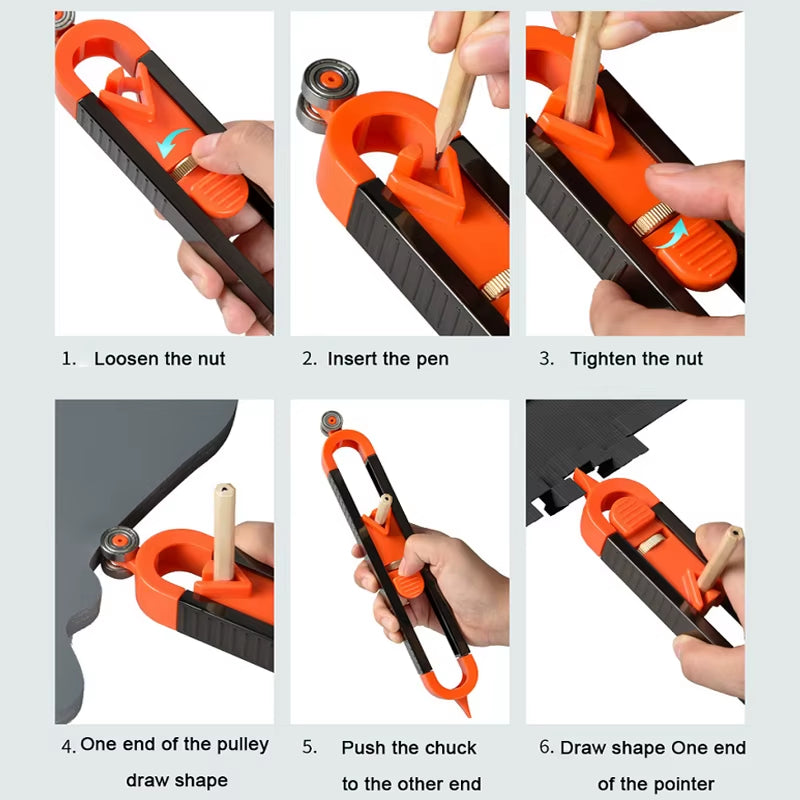 Profile Scribing Ruler Contour Gauge with Lock - Precise Scribe Tool Woodworking Edge Corner Measuring Profile Duplicator