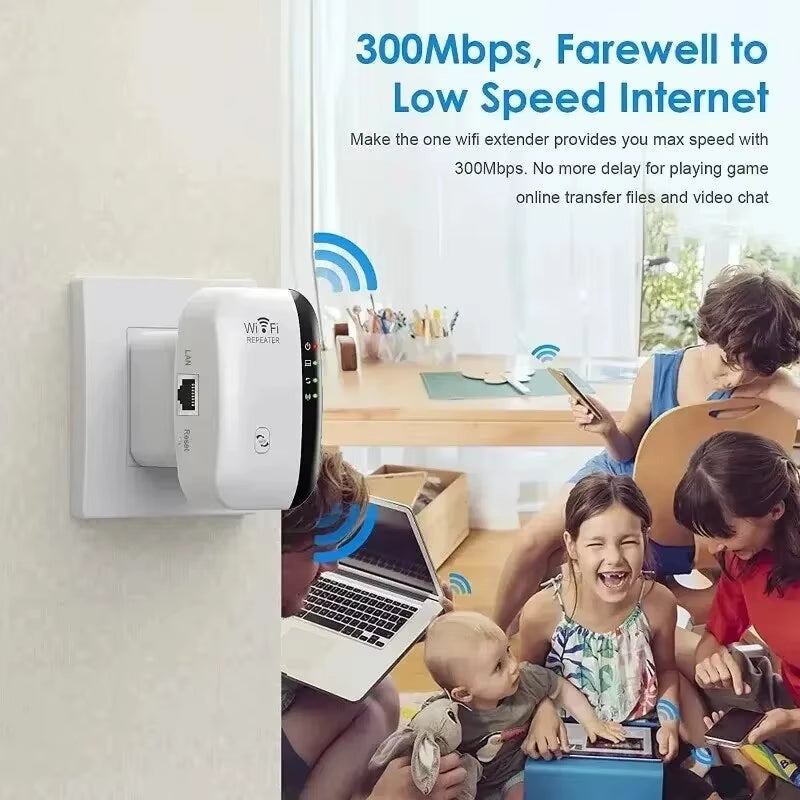 Wifi Repeater Wireless Signal Amplifier Extended Network Enhancer EU US Home Router 300M through the Wall Bedroom Receive Moving