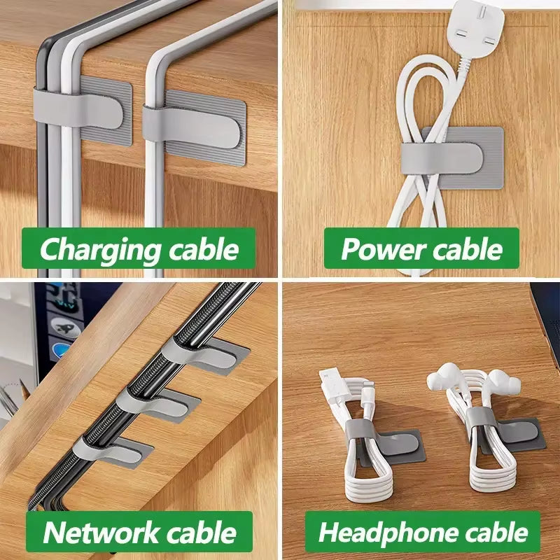 Adjustable Self-Adhesive Reusable Cable Ties for Cord Management and Organization