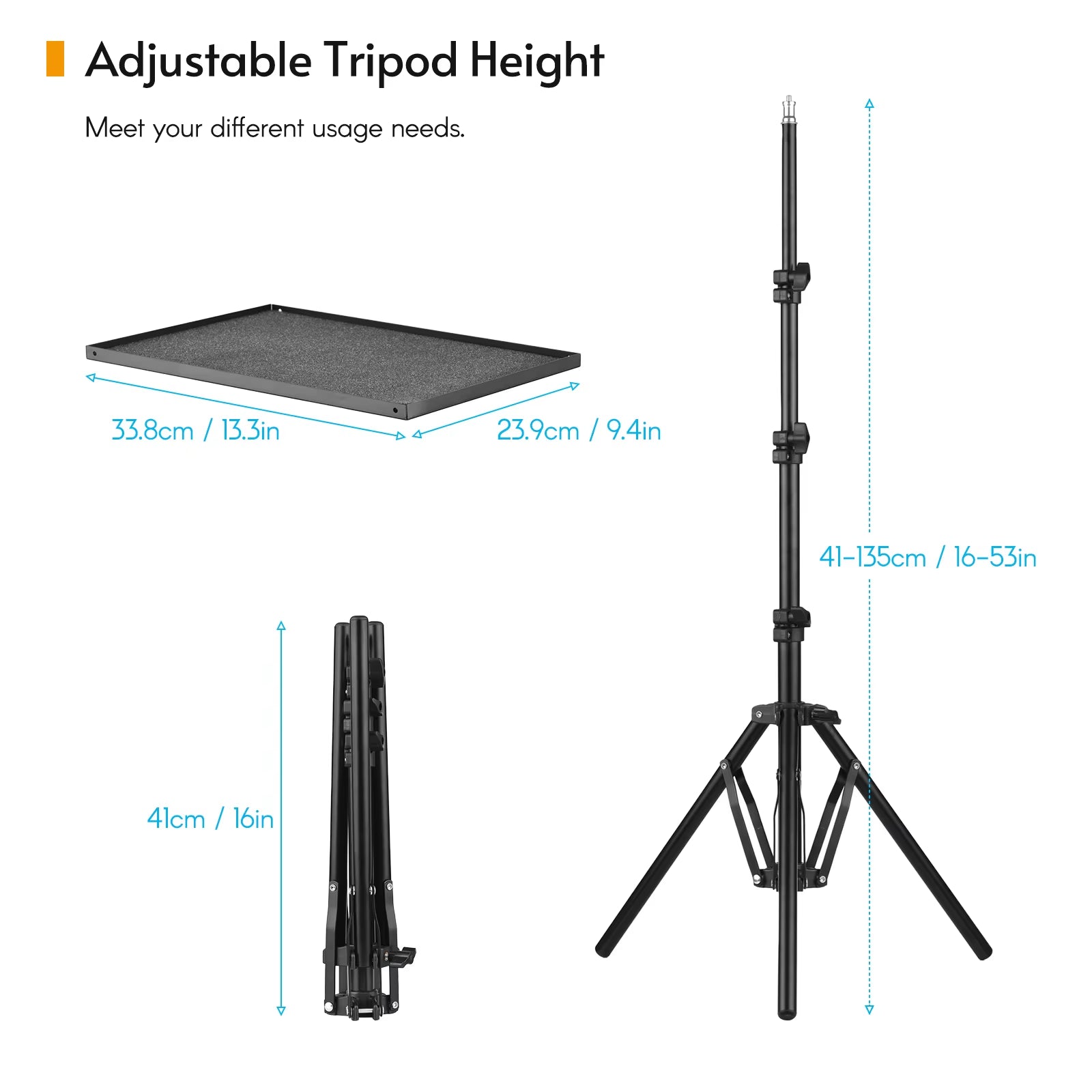 Universal Laptop Projector Tripod Stand Holder Aluminum Alloy Computer Projector Floor Stand 41-135Cm/ 16-53In Ajudtable Height
