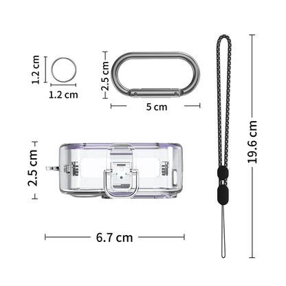 Headphone Shell PC Transparent Headphone Box Case with 5 Pairs Silicone Ring Waterproof Lanyard and Metal Hook for Nothing Ear 2