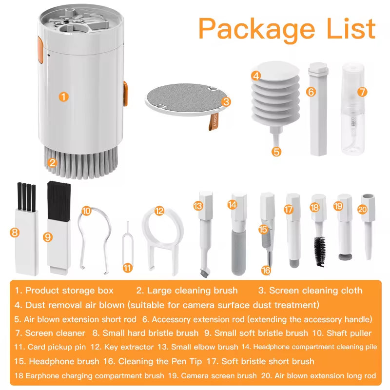 20-in-1 Digital Cleaning Tool Set for Cameras, Mobile Phones, Laptops, and AirPods Pro